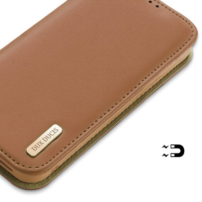 Dux Ducis Hivo Leather Flip Cover Genuine Leather Wallet for Cards and Documents iPhone 14 Pro Max Brown