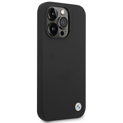 BMW Silicone Metal Logo Case for iPhone 14 Pro Max - Black