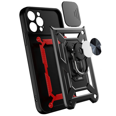 Hybrid Armor Camshield case for iPhone 13 Pro Max armored case with camera cover black — Hurtel