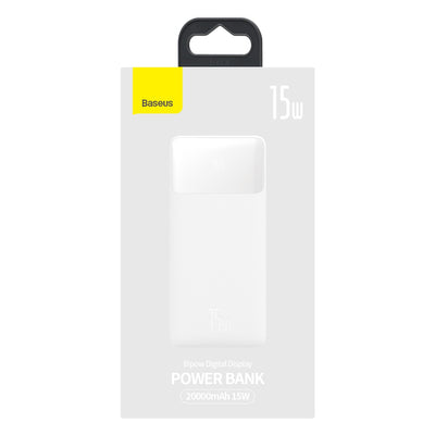Baseus Bipow fast charging power bank 20000mAh 15W white (Overseas Edition) + USB-A - Micro USB cable 0.25m white (PPBD050102