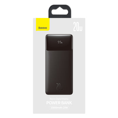 Baseus Bipow Fast Charging Power Bank 10000mAh 20W Black (Overseas Edition) + USB-A - Micro USB 0.25m Black Cable (PPBD050301