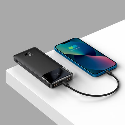 Baseus Bipow Fast Charging Power Bank 10000mAh 20W Black (Overseas Edition) + USB-A - Micro USB 0.25m Black Cable (PPBD050301