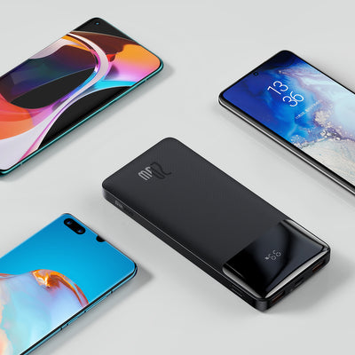 Baseus Bipow Fast Charging Power Bank 10000mAh 20W Black (Overseas Edition) + USB-A - Micro USB 0.25m Black Cable (PPBD050301