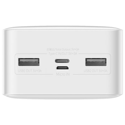 Baseus Bipow power bank with display 30000mAh 15W white (Overseas Edition) + USB-A - Micro USB cable 0.25m white (PPBD050202)