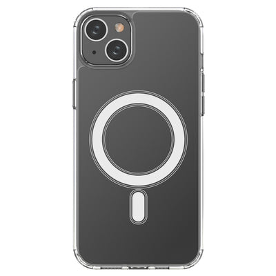 Clear Magnetic Case with MagSafe for iPhone 14 Plus with silver ring - transparent — Hurtel