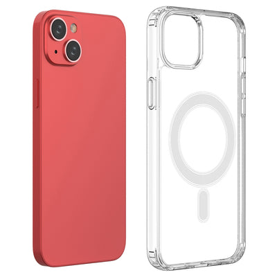 Clear Magnetic Case with MagSafe for iPhone 14 Plus with silver ring - transparent — Hurtel