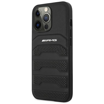 AMG AMHCP14LGSEBK iPhone 14 Pro 6.1 "black / black hardcase Leather Debossed Lines — Mercedes