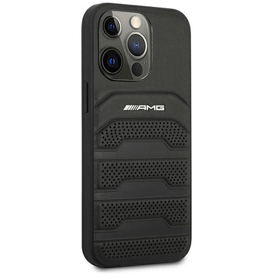 AMG AMHCP14LGSEBK iPhone 14 Pro 6.1 "black / black hardcase Leather Debossed Lines — Mercedes