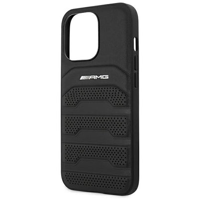 AMG AMHCP14LGSEBK iPhone 14 Pro 6.1 "black / black hardcase Leather Debossed Lines — Mercedes