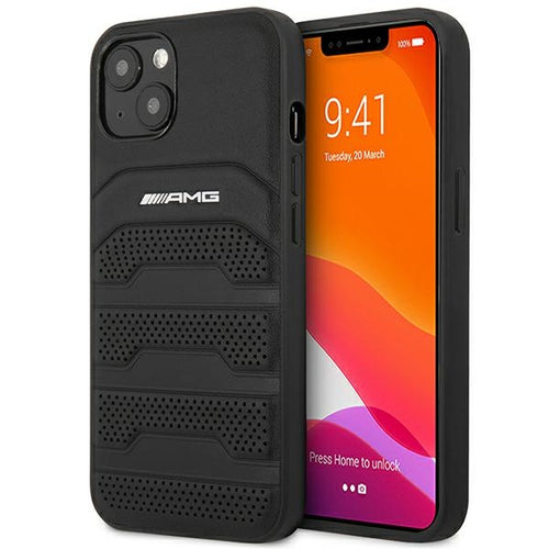 AMG AMHCP14MGSEBK iPhone 14 Plus 6,7 "black / black hardcase Leather Debossed Lines — Mercedes