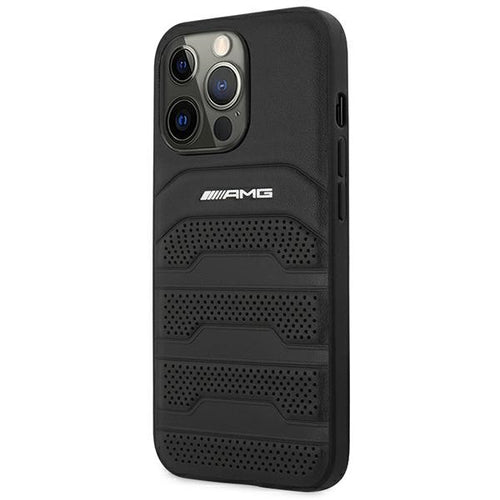AMG AMHCP14XGSEBK iPhone 14 Pro Max 6,7 "black / black hardcase Leather Debossed Lines — Mercedes