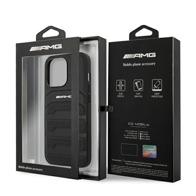 AMG AMHCP14XGSEBK iPhone 14 Pro Max 6,7 "black / black hardcase Leather Debossed Lines — Mercedes