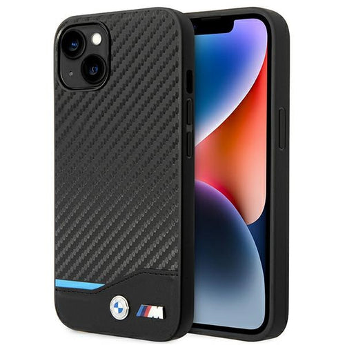 Case BMW BMHCP14M22NBCK iPhone 14 Plus 6.7 "black / black Leather Carbon