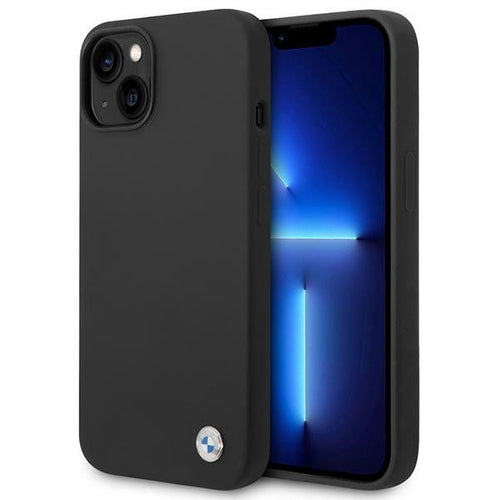 BMW Silicone Metal Logo Case for iPhone 14 - Black