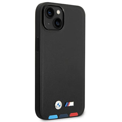 Case BMW BMHMP14S22PTDK iPhone 14 6.1 "black / black Leather Stamp Tricolor Magsafe