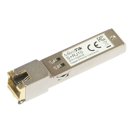 MikroTik | S+RJ10 | SFP+ | Copper | RJ-45 | 10/100/1000/10000 Mbit/s | Maximum transfer distance 200 m | -20 to +60C | C