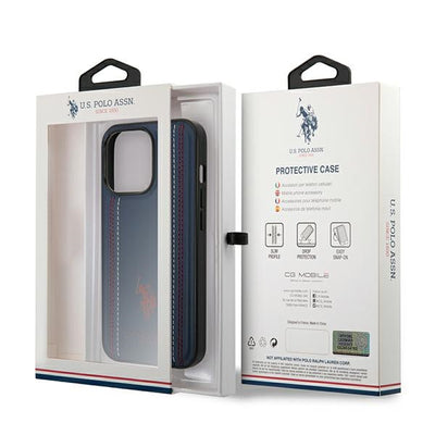 US Polo USHCP14LPFAV iPhone 14 Pro 6.1" navy/navy blue Leather Stitch — U.S. Polo Assn.