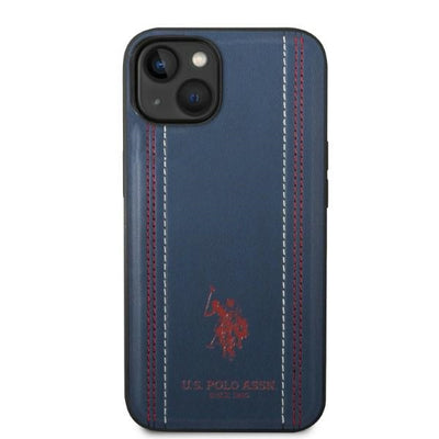 US Polo USHCP14SPFAV iPhone 14 6.1" navy blue/navy blue Leather Stitch — U.S. Polo Assn.