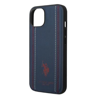 US Polo USHCP14SPFAV iPhone 14 6.1" navy blue/navy blue Leather Stitch — U.S. Polo Assn.