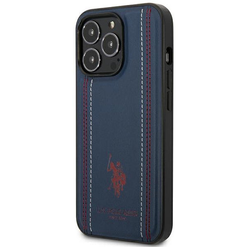 US Polo USHCP14XPFAV iPhone 14 Pro Max 6.7" navy/navy blue Leather Stitch — U.S. Polo Assn.