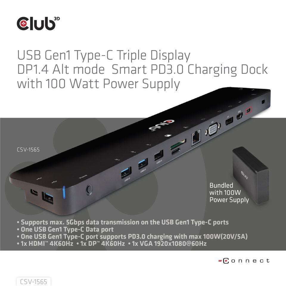 NB ACC DOCKING STATION/USB-C 100W CSV-1565 CLUB3D