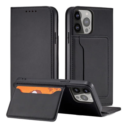 Magnet Card Case for Samsung Galaxy S23 Ultra flip cover wallet stand black — Hurtel
