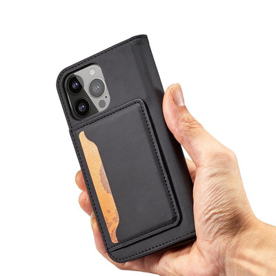 Magnet Card Case for Samsung Galaxy S23 Ultra flip cover wallet stand black — Hurtel