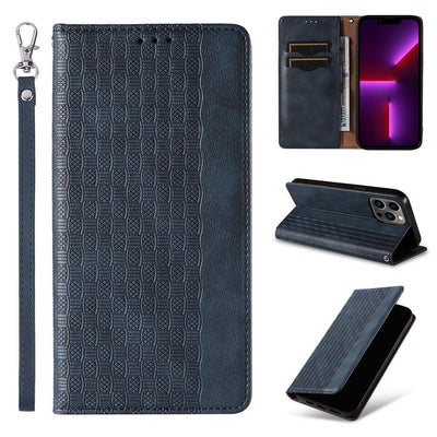 Magnet Strap Case for Samsung Galaxy S23+ Flip Wallet Mini Lanyard Stand Blue — Hurtel