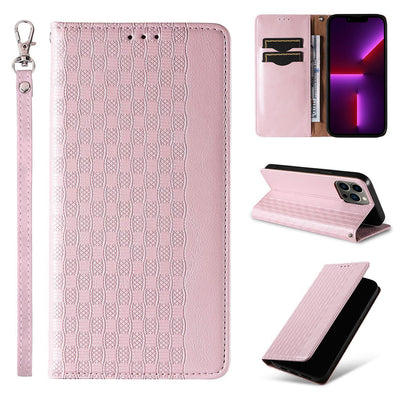 Magnet Strap Case for Samsung Galaxy S23+ Flip Wallet Mini Lanyard Stand Pink — Hurtel
