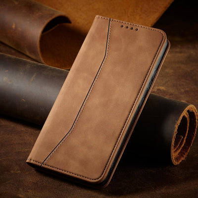Magnet Fancy Case for Samsung Galaxy S23+ flip cover wallet stand brown — Hurtel