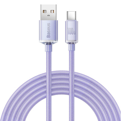 Baseus Crystal Shine Series cable USB cable for fast charging and data transfer USB Type A - USB Type C 100W 2m purple (CAJY0