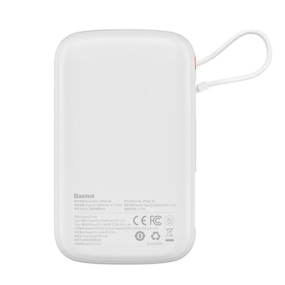 Baseus Qpow Digital Display Power Bank with Fast Charging 10000mAh 20W QC/PD/SCP/FCP with Built-in Lightning Cable White