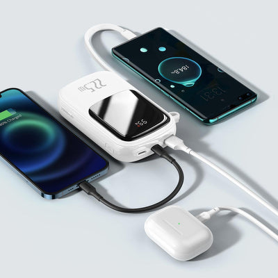 Baseus Qpow Digital Display powerbank with fast charging 20000mAh 22.5W QC/PD/SCP/FCP with built-in USB-C cable white