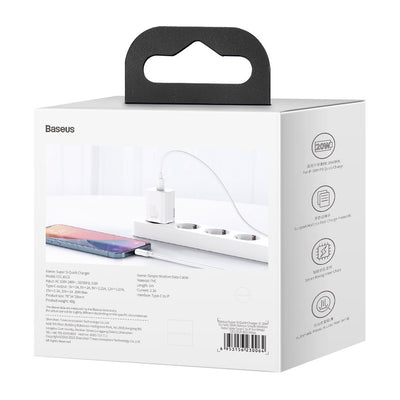 Baseus Super Si 1C fast USB Type C charger 20W Power Delivery + USB Type C - Lightning cable 1m white (TZCCSUP-B02)