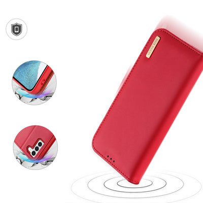 Dux Ducis Hivo case Samsung Galaxy S23+ flip cover wallet stand RFID blocking red
