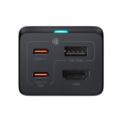 Baseus fast charger GaN5 Pro HUB HDMI 2 x USB-C / USB-A / HDMI 4K 30Hz 1.5m black + USB-C cable - USB-C 100W 40Gb/s (USB4) 1m