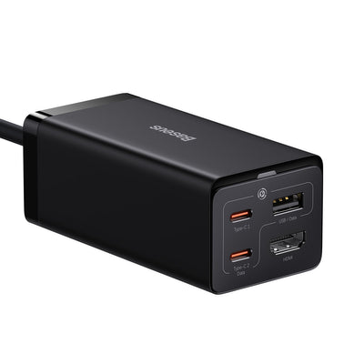 Baseus fast charger GaN5 Pro HUB HDMI 2 x USB-C / USB-A / HDMI 4K 30Hz 1.5m black + USB-C cable - USB-C 100W 40Gb/s (USB4) 1m