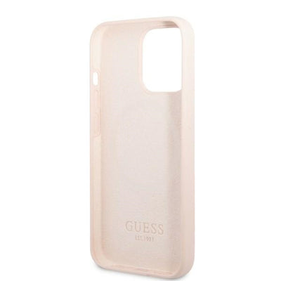 Guess GUHMP13LSPLP iPhone 13 Pro / 13 6.1" pink/pink hard case Silicone Logo Plate MagSafe