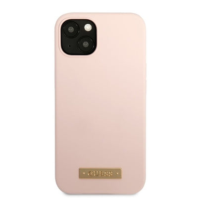 Guess GUHMP13SSBPLP iPhone 13 mini 5.4" pink/pink hard case Silicone Logo Plate MagSafe