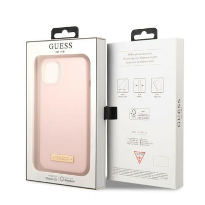 Guess GUHMP13SSBPLP iPhone 13 mini 5.4" pink/pink hard case Silicone Logo Plate MagSafe