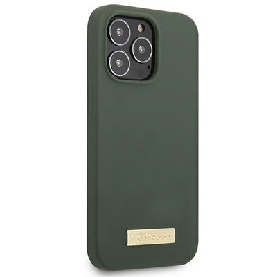 Guess GUHMP13XSPLA iPhone 13 Pro Max 6.7" green/khaki hard case Silicone Logo Plate MagSafe