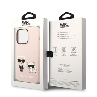 Karl Lagerfeld KLHMP14XSSKCI iPhone 14 Pro Max 6.7" hardcase light pink/light pink Silicone Karl & Choupette Magsafe