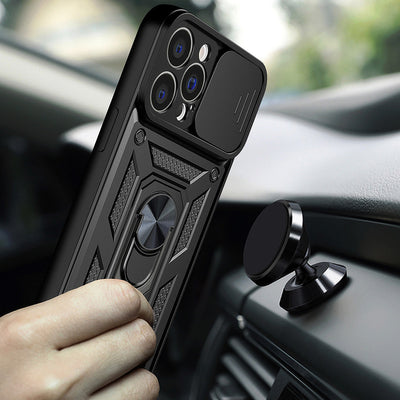 Hybrid Armor Camshield case for Motorola Moto G62 5G armored case with camera cover black — Hurtel