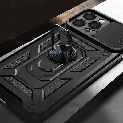 Hybrid Armor Camshield case for Motorola Moto G62 5G armored case with camera cover black — Hurtel