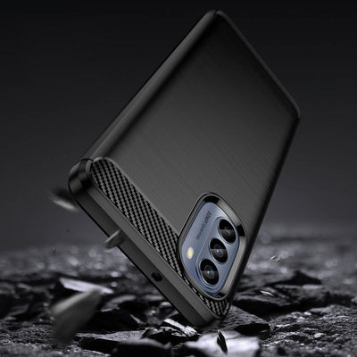 Carbon Case for Motorola Moto G62 5G flexible silicone carbon cover black — Hurtel