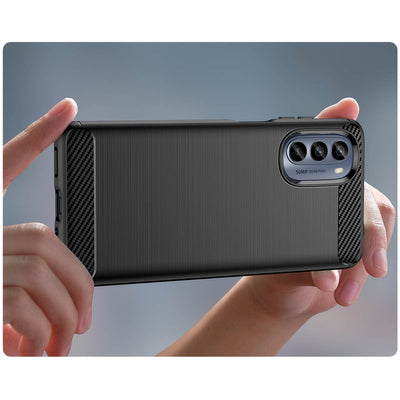Carbon Case for Motorola Moto G62 5G flexible silicone carbon cover black — Hurtel