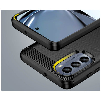 Carbon Case for Motorola Moto G62 5G flexible silicone carbon cover black — Hurtel