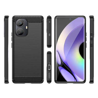 Carbon Case case for Realme 10 Pro+ flexible silicone carbon cover black — Hurtel