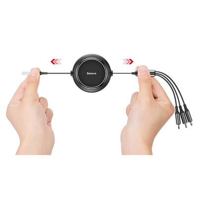 Baseus Golden Loop 3in1 retractable cable USB - micro USB / Lightning / USB-C 3.5A 35cm - 120cm black (CAMLT-JH01)