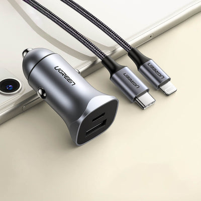 Ugreen CD130 USB-A / USB-C 30W Car Charger - Gray